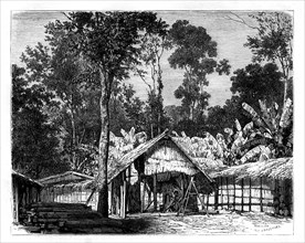 Village, Gabon, 19th century.Artist: E Therond