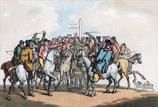 The Betting Post, Humours of Fox Hunting, 1799.Artist: Thomas Rowlandson