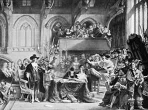 The famous trial of Charles I in Westminster Hall in January, 1649 (c1905). Artist: Unknown