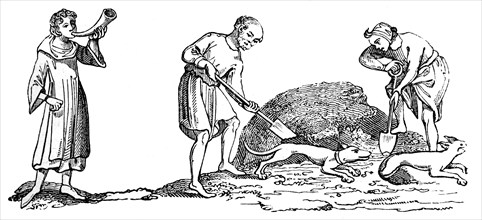 The Unearthing of a Fox, 14th century, (1833). Artist: Unknown