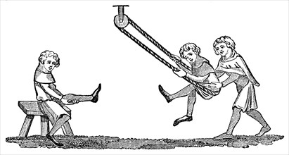 Swing exercise from the Quintain, (1833). Artist: Unknown