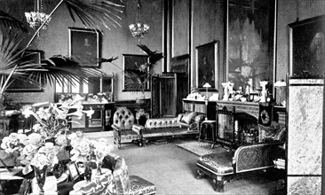 The Red Drawing Room in the Speaker's House, Palace of Westminster, London, c1905. Artist: Unknown