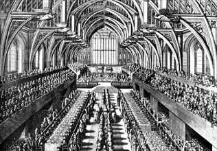 The coronation ceremony of James II in Westminster Hall, London, 1685 (c1905). Artist: Unknown