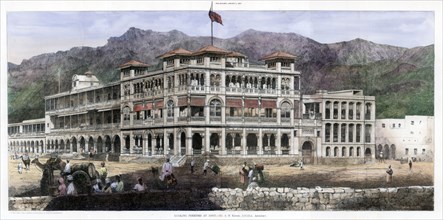 'Banking Premises at Aden', 8 January 1887. Artist: C Kell