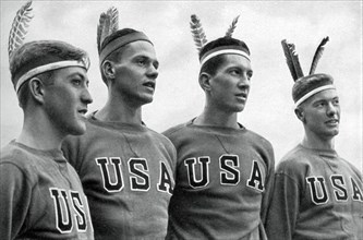 Part of the American gold medal-winning rowing eight, Berlin Olympics, 1936. Artist: Unknown
