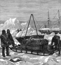 Preparing to start on a sledge trip in the Arctic, 1875.Artist: W Palmer