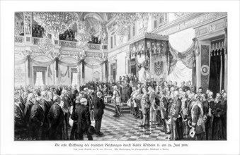 Wilhelm II and the ministers at the opening of the Reichstag (25 June 1888), 1900. Artist: Unknown