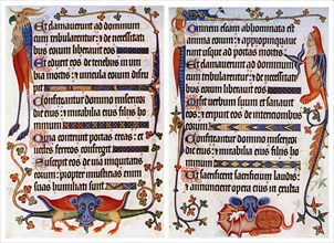 Page of illustrated text from the Luttrell Psalter, c1300-c1340, (c1900-1920). Artist: Unknown