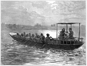 Livingstone and Stanley going from Ujiji to the Rusizi River, 1871. Artist: Unknown