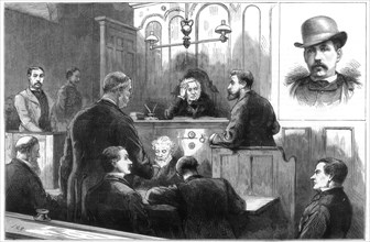 Examination of John Daly, alias Denman, at the Birkenhead police court, 1884. Artist: Unknown