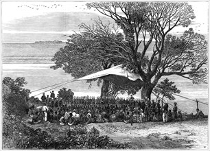 Reading the ultimatum on the banks of the Tugela, the Zulu war in the south, 1879. Artist: Unknown