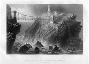 Bridge to the South Stack Lighthouse, near Holyhead, 1886.Artist: J J Hinchcliffe