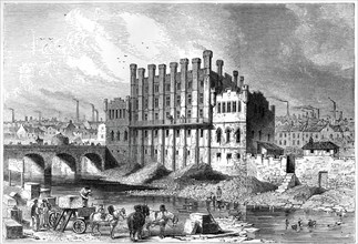 Exterior view of the Castle grinding mill at Sheffield, 1886. Artist: Unknown
