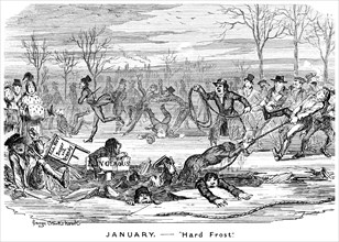 'January - Hard Frost', 19th century.Artist: George Cruikshank