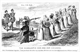 'The Scholastic Hen and Her Chickens', 19th century.Artist: George Cruikshank