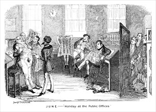 'June - Holiday at the Public Offices', c1836.Artist: George Cruikshank