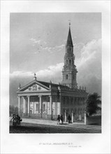 St Paul's Chapel, Broadway, New York, 1855. Artist: Unknown