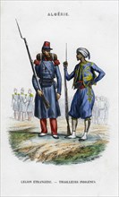 Foreign legionnaire and native sharpshooter; French Army in Algeria. Artist: Unknown