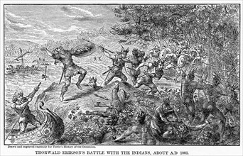 'Thorwald Erikson's Battle with the Indians, about AD 1003', (1877). Artist: Unknown