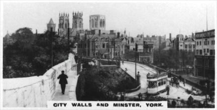 City walls and Minster, York, c1920s. Artist: Unknown