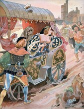 'Attack on a carriage, Quai de Nesles, Reign of Francis I, 16th century', c1870-1950.Artist: Ferdinand Sigismund Bac