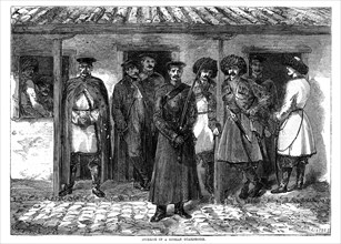 Interior of a Russian guardhouse, Crimean War, 1855. Artist: Unknown