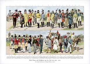 Types of postmen from 1800-1870, (1900). Artist: Unknown