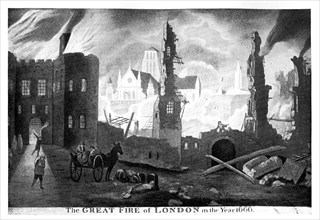 'The Great Fire of London in the year 1666', (19th century). Artist: Unknown