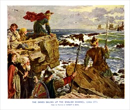 The Danes Sailing up the English Channel, c877 AD, (19th century). Artist: Unknown