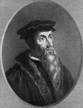 Jean Calvin, 16th century French theologian, (1836).Artist: Thomas Woolnoth