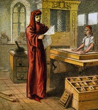 'The First English Printer', 15th century, (c1850). Artist: Unknown