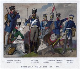 Prussian soldiers of 1813.Artist: E Burger