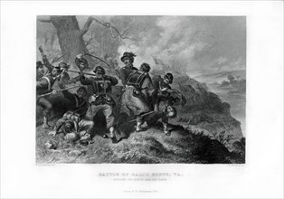Rescue of the body of Colonel Edward Baker, Battle of Ball's Bluff, Virginia, 1862-1867.Artist: J Godfrey