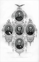 Union Civil War Admirals Winslow, Goldsborough, Du Pont, Dahlgren and Stringham, 1862-1867.Artist: J Rogers