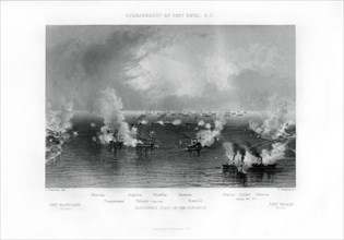 Bombardment of Port Royal, South Carolina, 7 November 1861, (1862-1867).Artist: W Ridgway