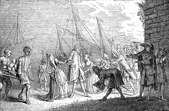 'The Landing of Senesino', 1720. Artist: Unknown