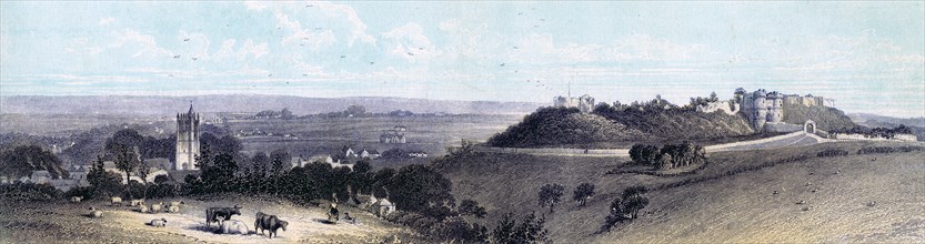 Carisbrooke Castle and village, Isle of Wight, 19th century. Artist: Unknown