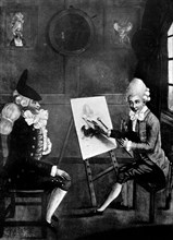 'The Macaroni Painter, or Billy Dimple sitting for his picture', 1770. Artist: Robert Dighton