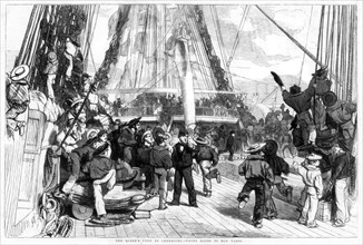 'The Queen's Visit to Cherbourg - Piping Hands to Man Yards', 1858. Artist: Unknown