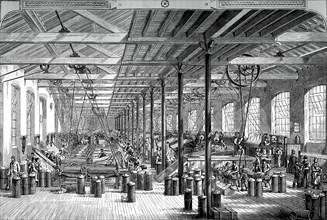 The spinning room in the Shadwell rope works, c1880. Artist: Unknown