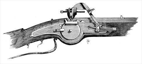 Wheel lock mechanism, from the Tower of London, c17th century, (c1880). Artist: Unknown