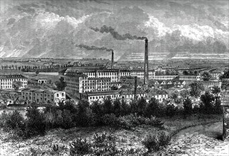 Bessbrook Mills and village, County Armagh, Ireland, c1880. Artist: Unknown