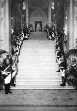 Republican guards at a reception, Town Hall, Paris, 1931.Artist: Ernest Flammarion