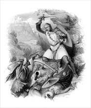 Crusader in battle, (19th century). Artist: Unknown