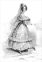 Louise-Marie, Queen of the Belgians, in her wedding dress, 1832.Artist: Charles Achille d'Hardiviller