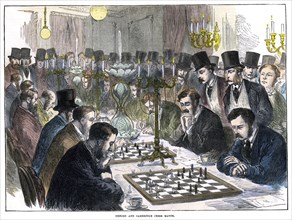 Oxford and Cambridge Chess Match', 19th century. Artist: Unknown
