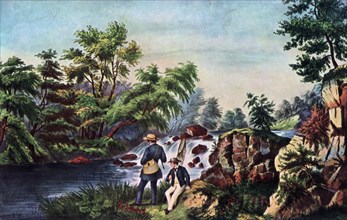 'The Trout Stream', 1852.Artist: Currier and Ives