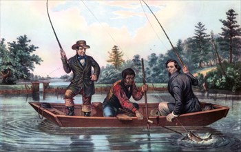'Catching a Trout', 1854.Artist: Currier and Ives