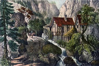 'Old Swiss Mill', 1872.Artist: Currier and Ives