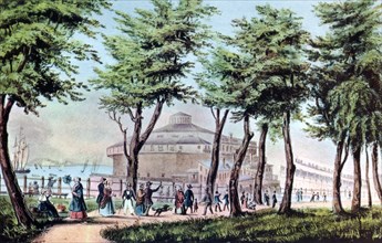 'Castle Garden from the Battery, New York', 1848. Artist: Currier and Ives